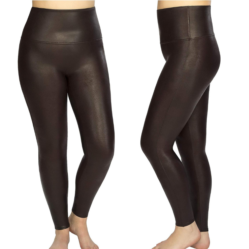 SPANX Faux Leather High-Waist Leggings in Dark Brown